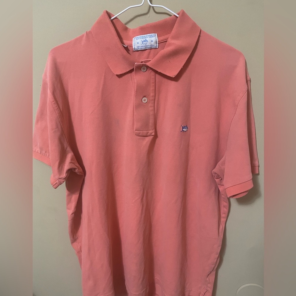 Southernn tide collar dress shirt size medium color is salmon/pink color